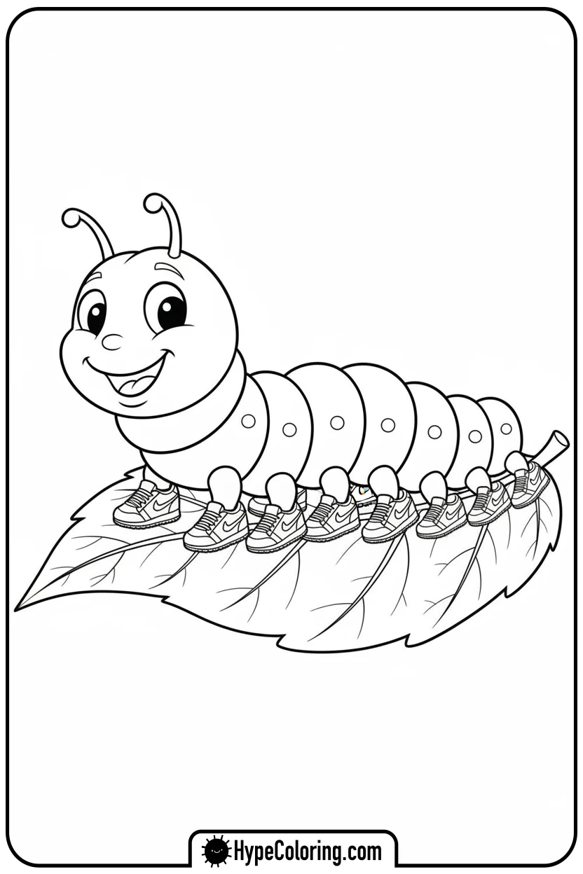 caterpillar-in-nike-sneakers - nike coloring pages