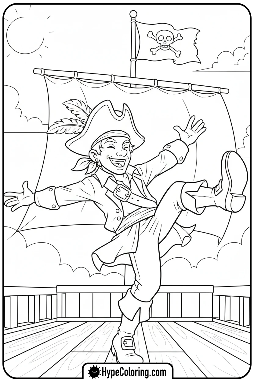 Click to download PDF pirate-dancing-a-jig - pirate coloring pages