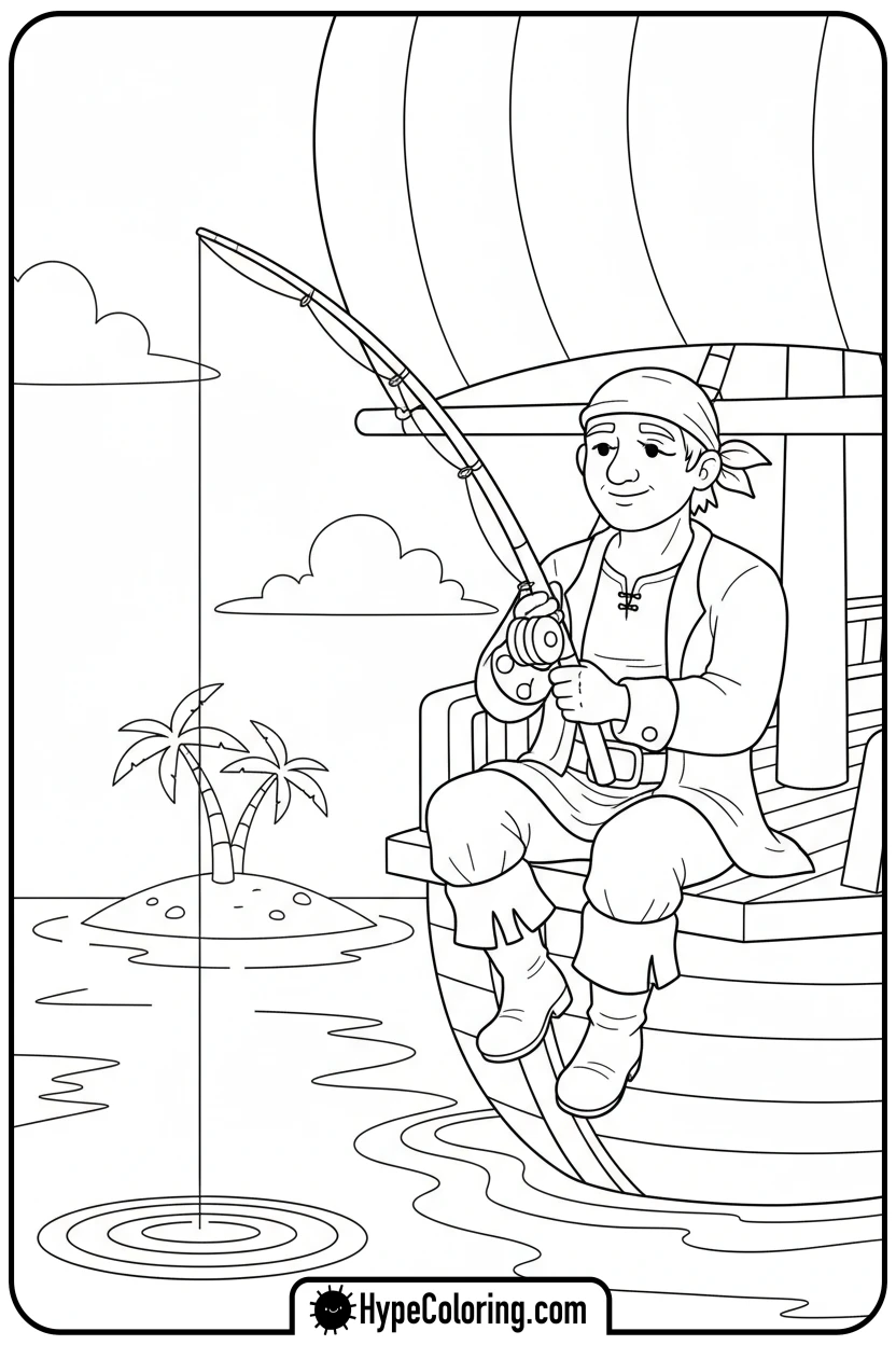 Click to download PDF pirate-fishing-peacefully - pirate coloring pages