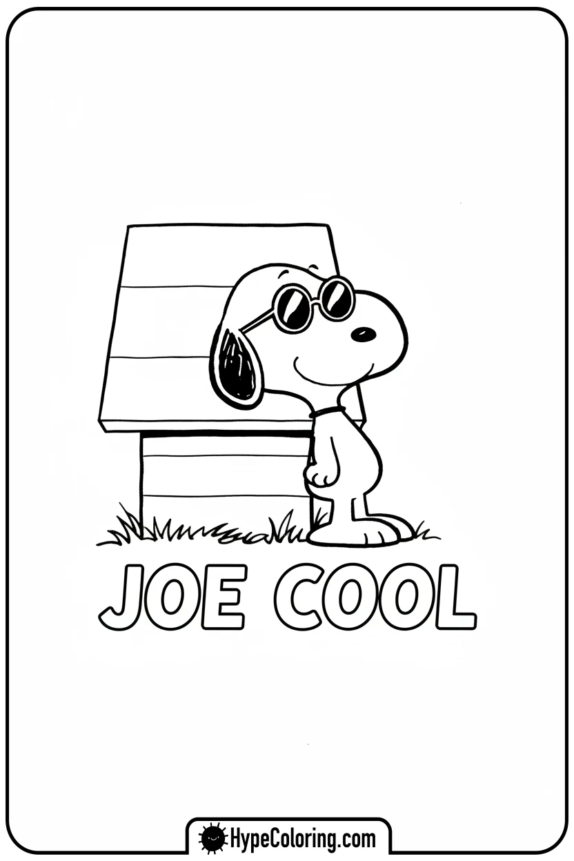 Click to download PDF joe-cool-snoopy-with-sunglasses - snoopy color pages