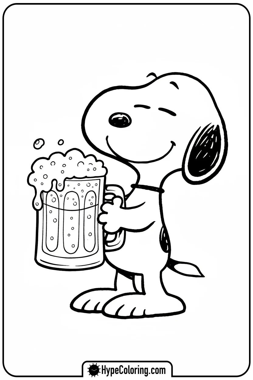 Click to download PDF snoopy-drinking-root-beer - snoopy color pages