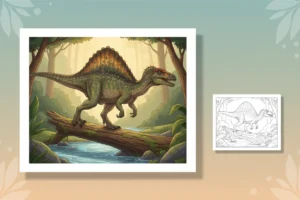 spinosaurus-carefully-walking-across-a - spinosaurus coloring page