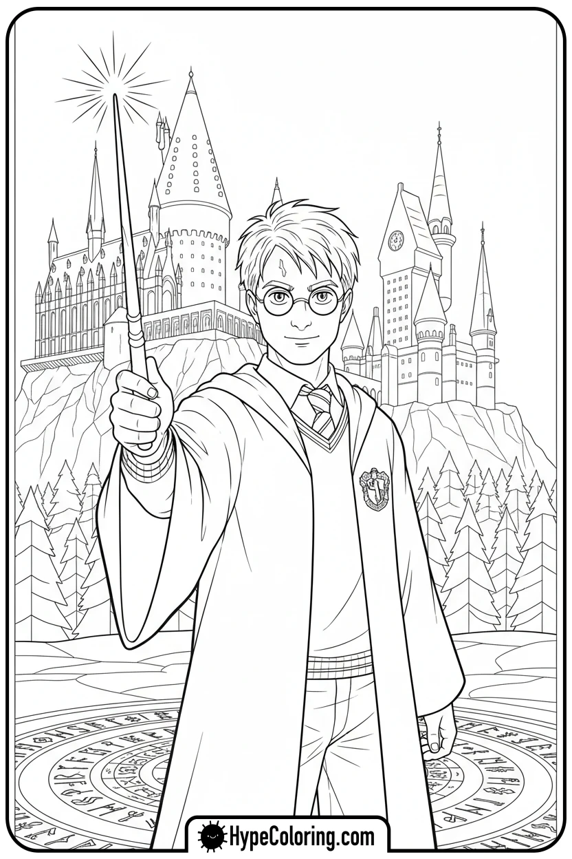 harry-casting-a-spell - harry potter coloring pages
