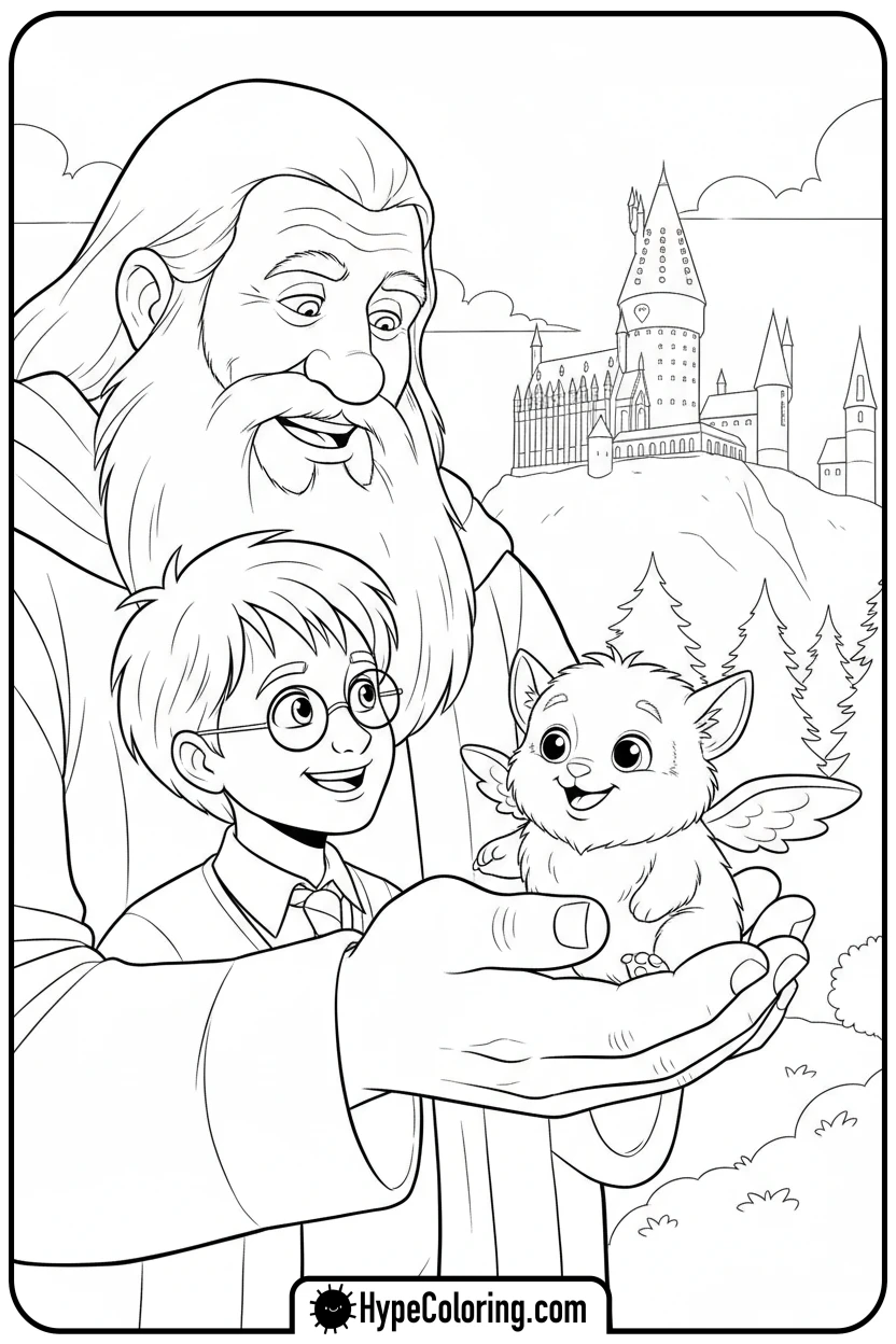 harry-with-hagrid - harry potter coloring pages