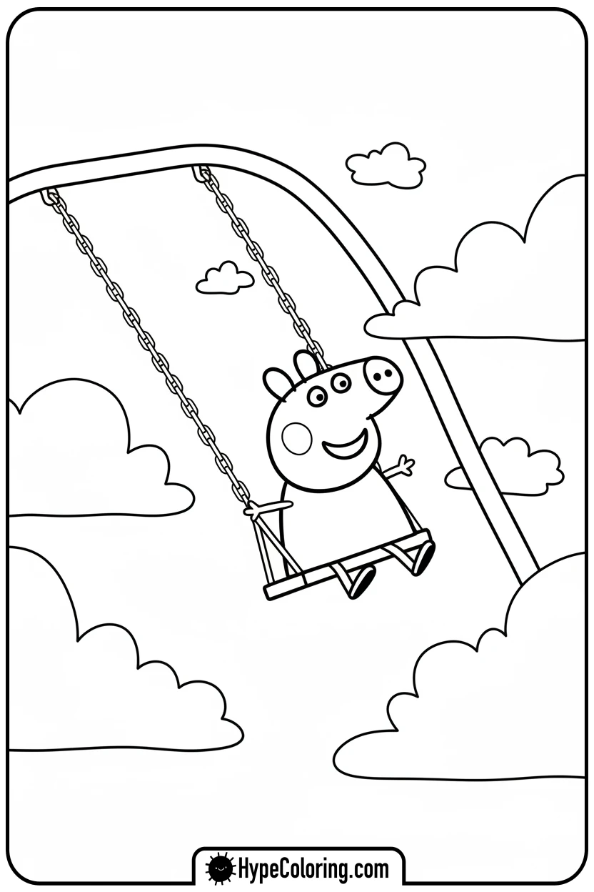 Click to download PDF peppa-on-a-swing-set - peppa pig coloring pages