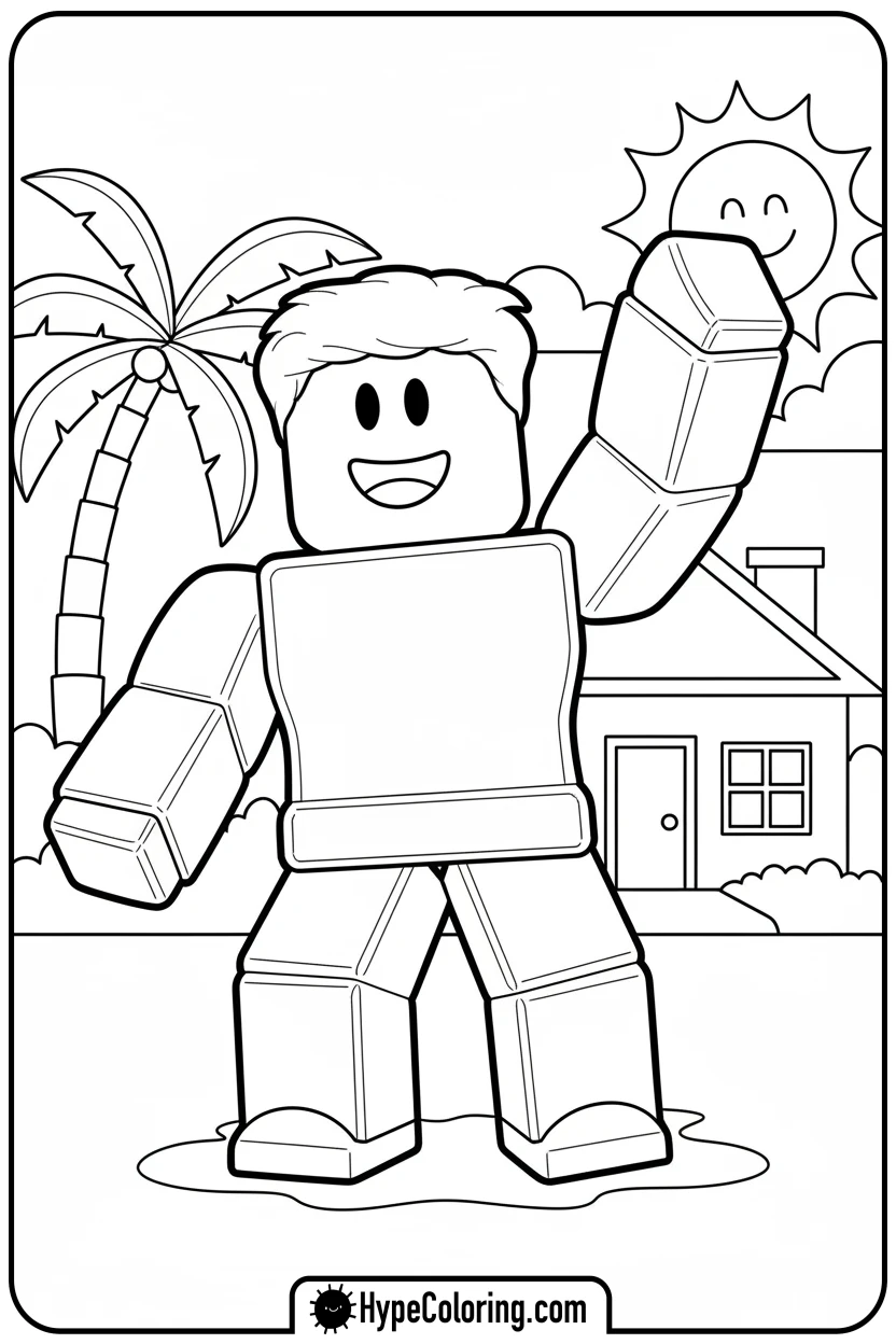 roblox-character-waving-hello - roblox coloring pages