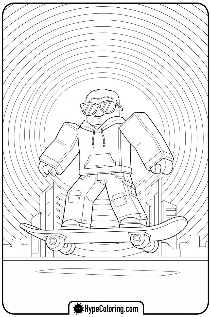 roblox-character-on-hoverboard - roblox coloring pages