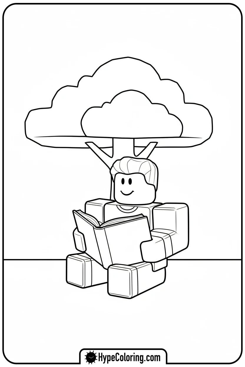 roblox-character-reading-book - roblox coloring pages