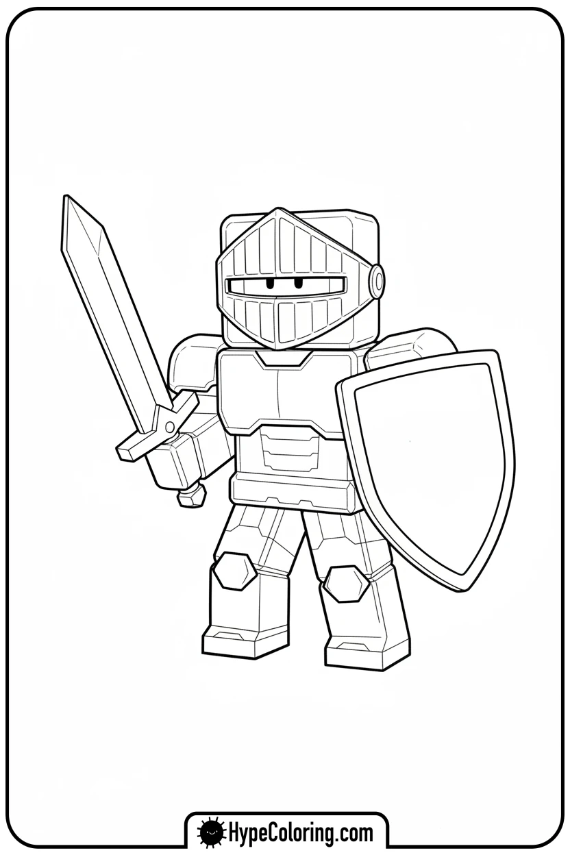 roblox-knight-with-sword - roblox coloring pages