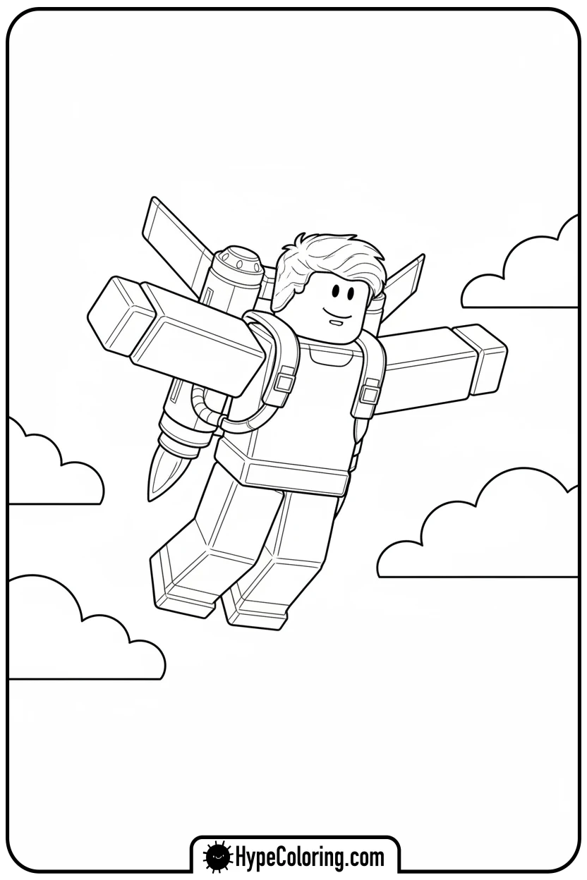 roblox-character-flying-jetpack - roblox coloring pages