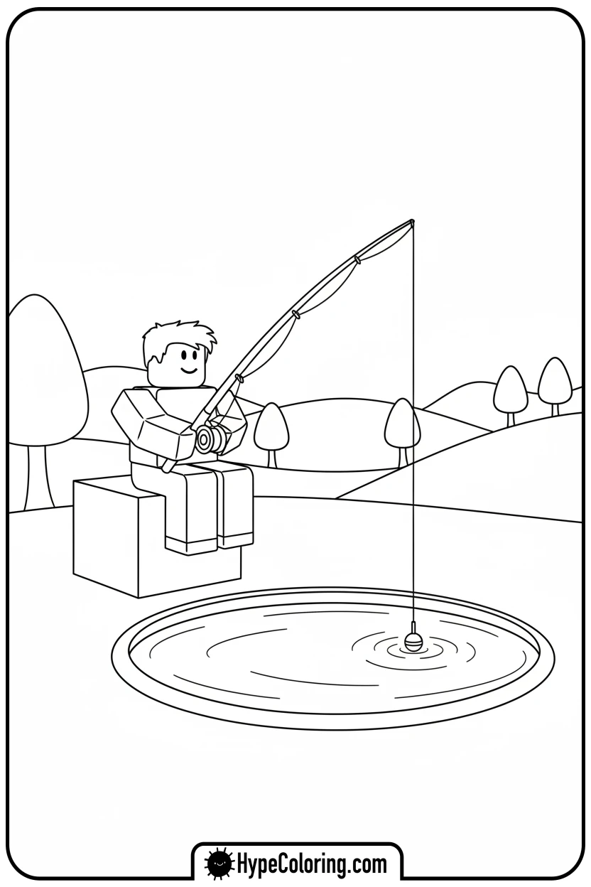 roblox-character-fishing-pond - roblox coloring pages