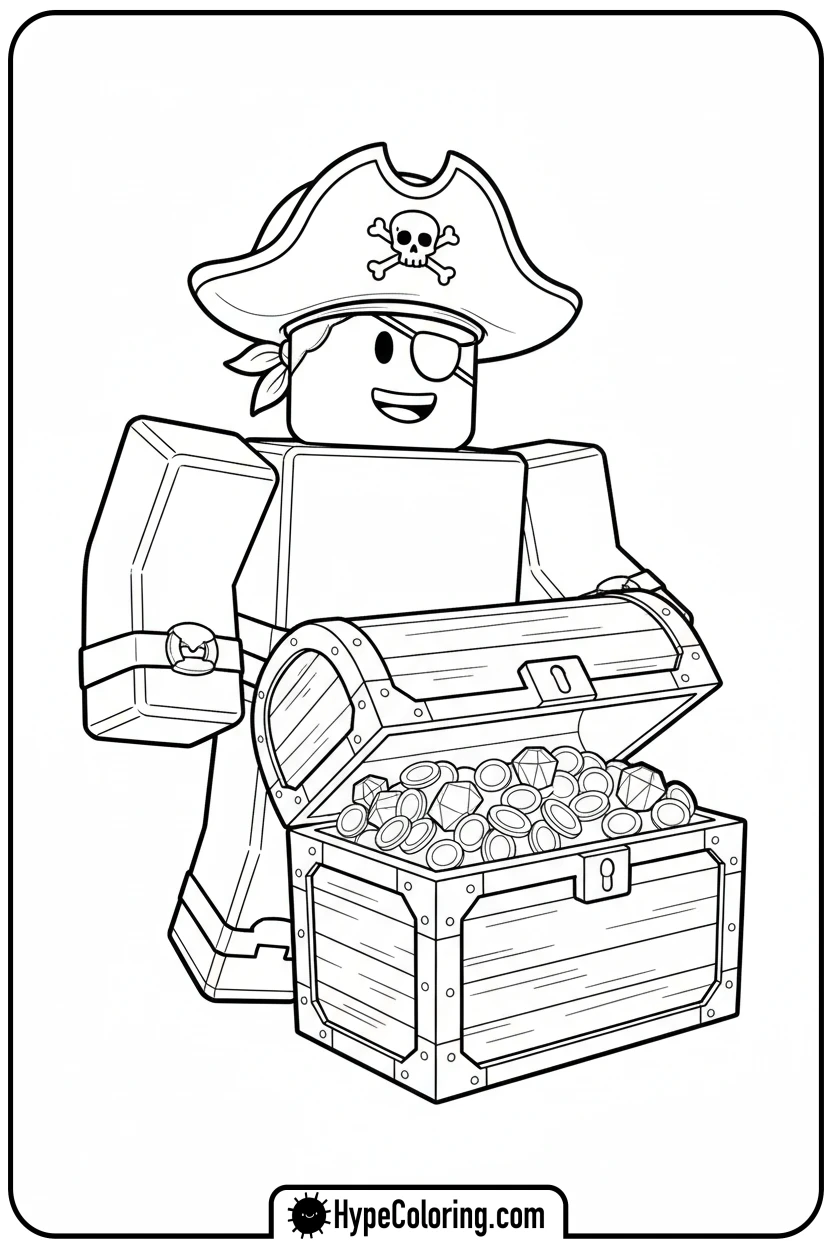 roblox-pirate-with-treasure - roblox coloring pages