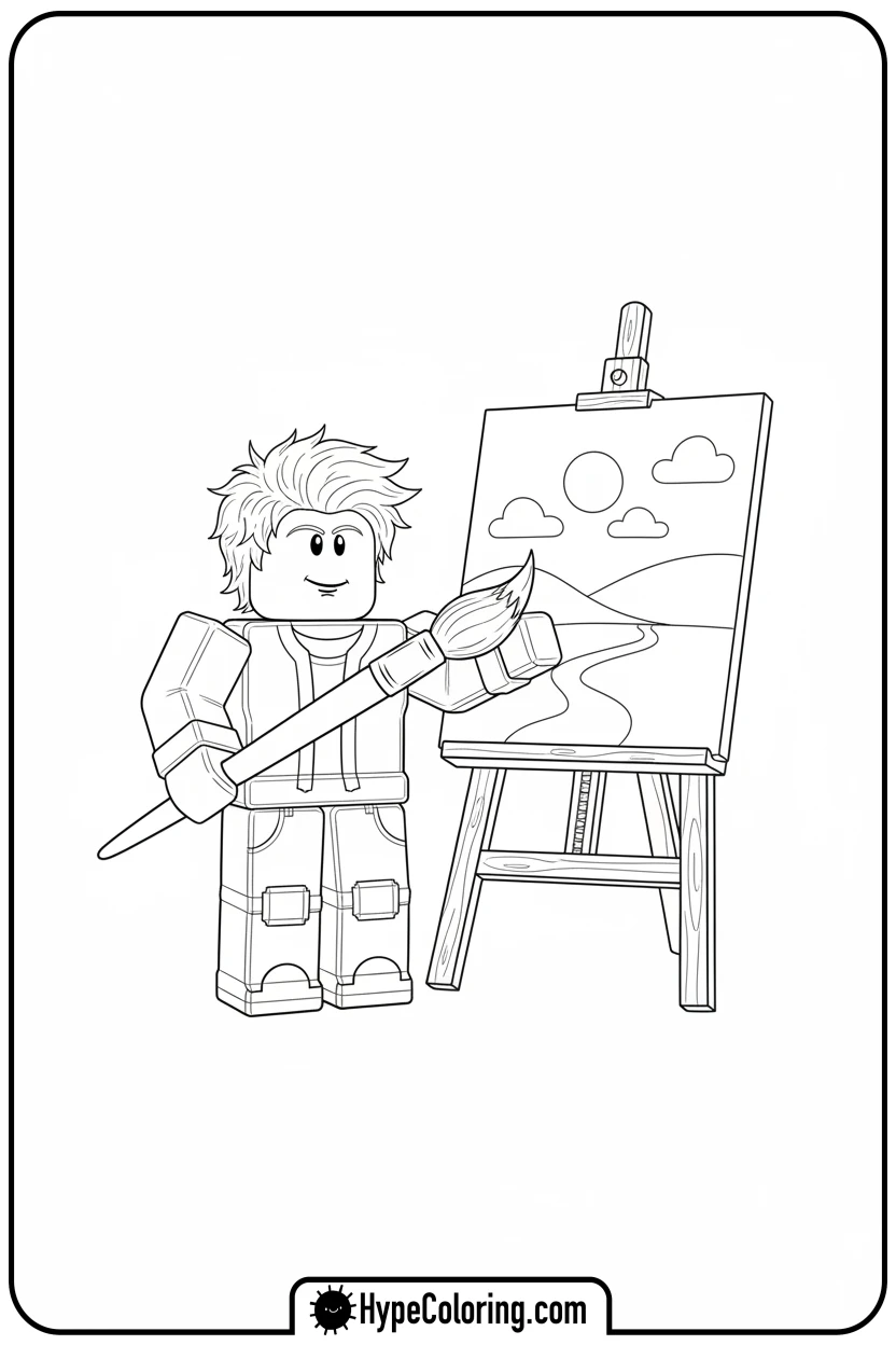 roblox-character-painting-easel - roblox coloring pages