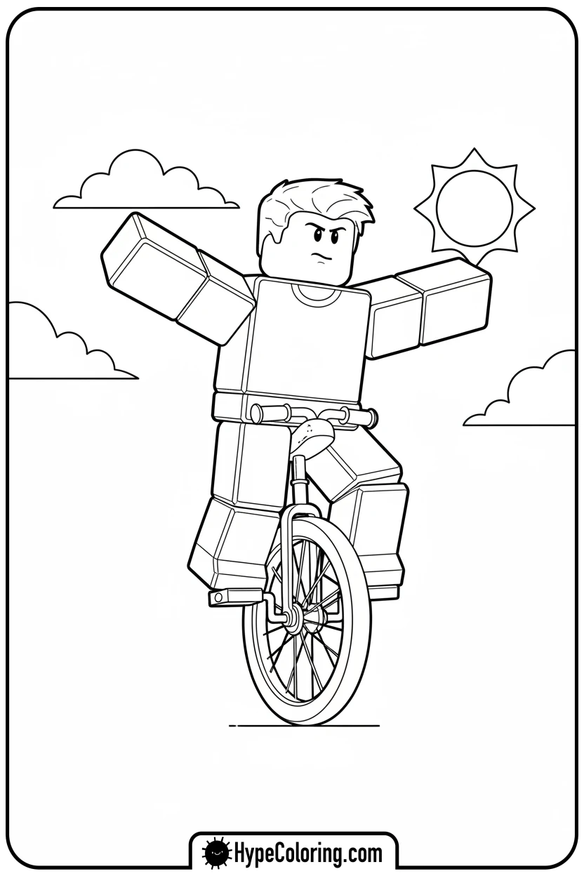 roblox-character-on-unicycle - roblox coloring pages