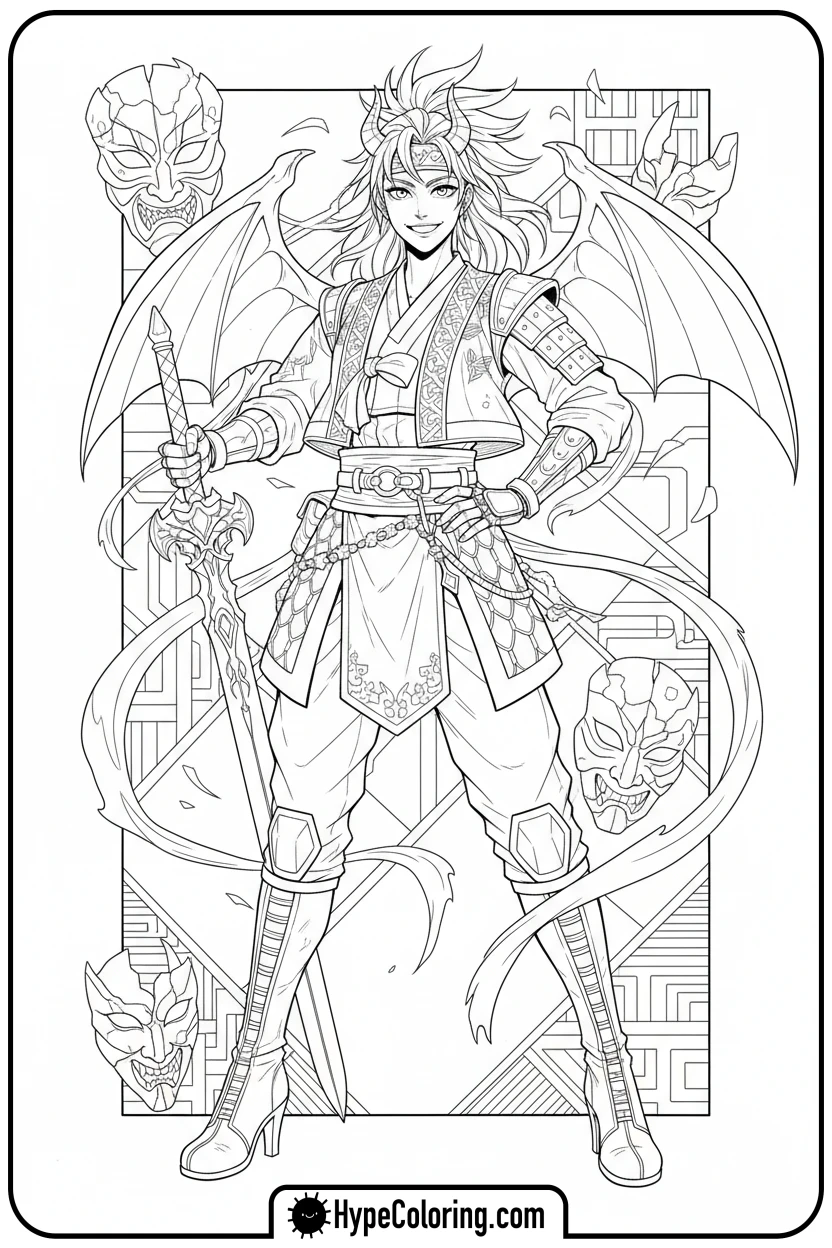 hunter-striking-triumphant-pose - kpop demon hunters coloring pages