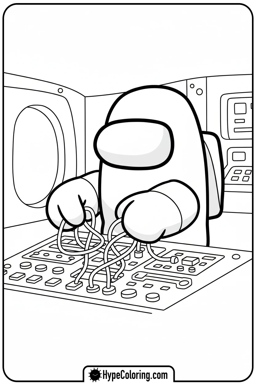 crewmate-fixing-wires - among us coloring pages