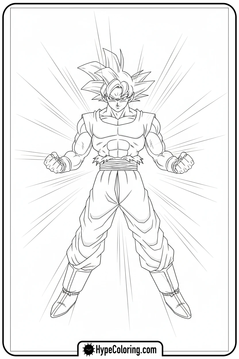 goku-powering-up-stance - goku coloring pages