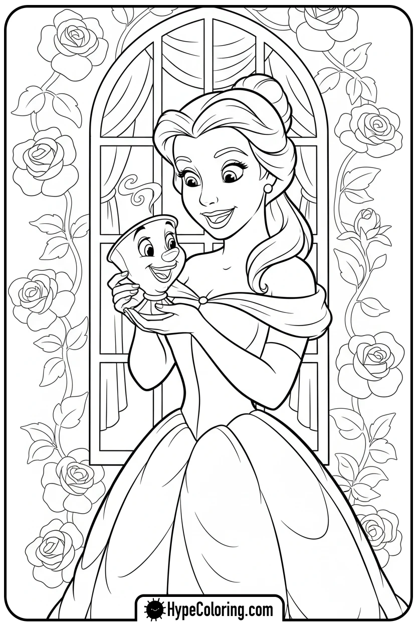 belle-holding-chip - belle coloring pages