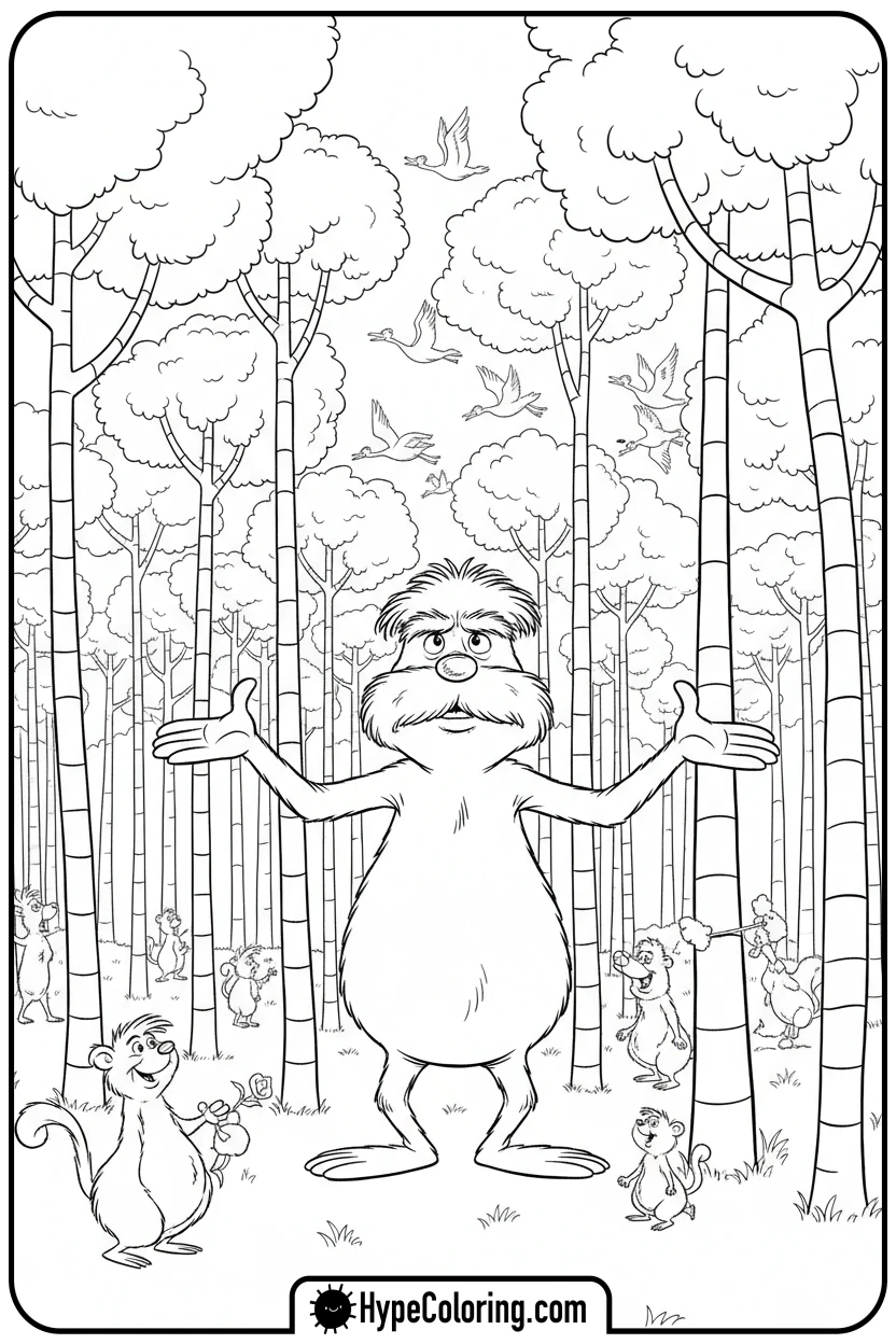 lorax-among-truffula-trees - dr seuss coloring pages