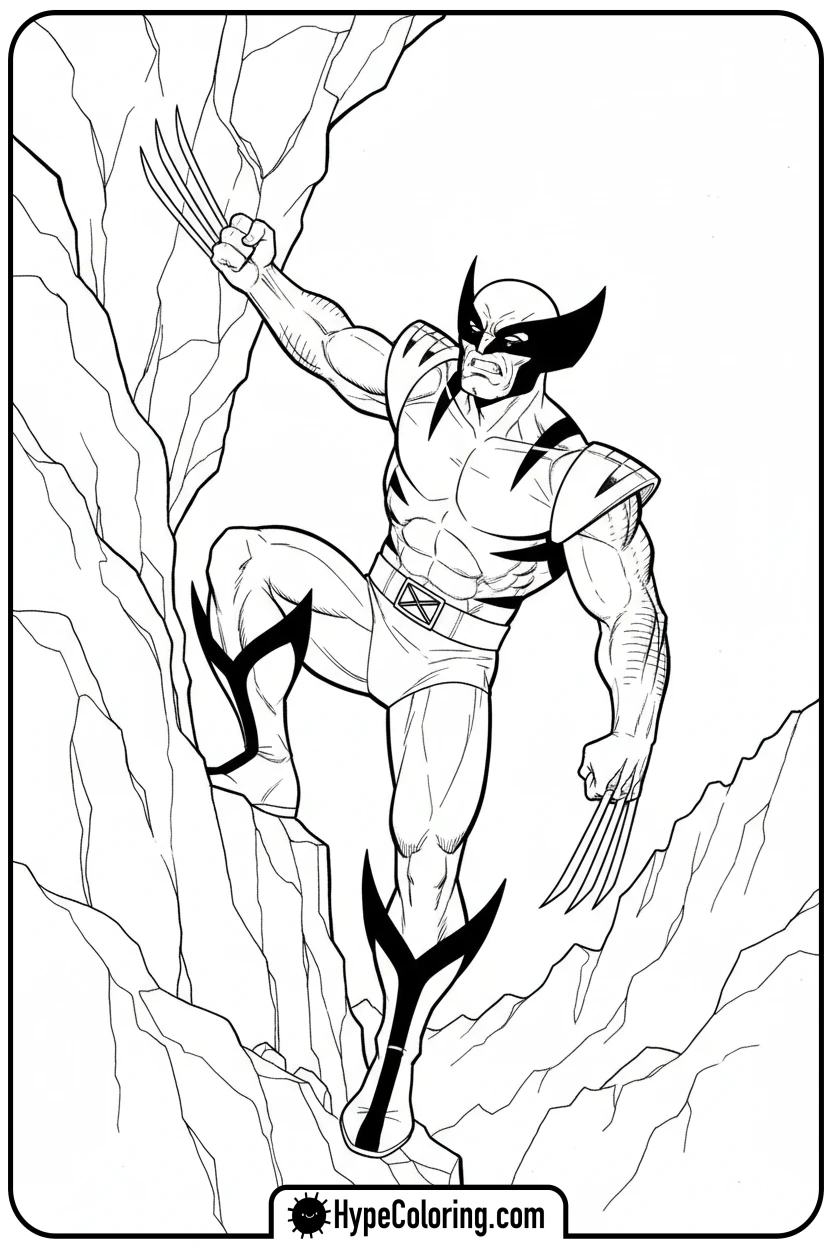 wolverine-climbing-cliff - wolverine coloring pages