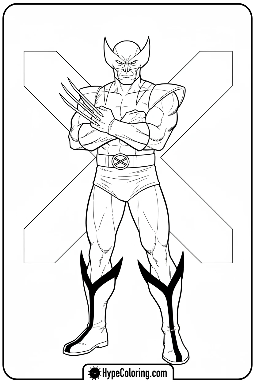 wolverine-in-protective-stance - wolverine coloring pages