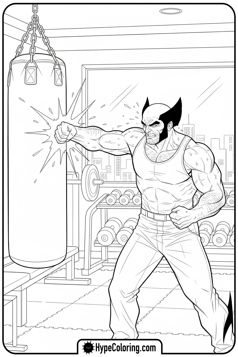 wolverine-punching-bag - wolverine coloring pages