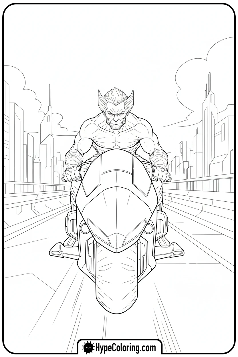 wolverine-on-motorcycle - wolverine coloring pages