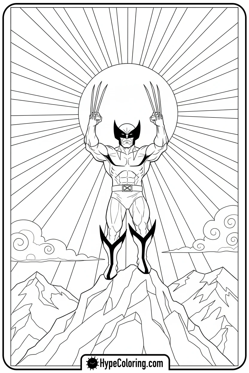 wolverine-against-sunset - wolverine coloring pages