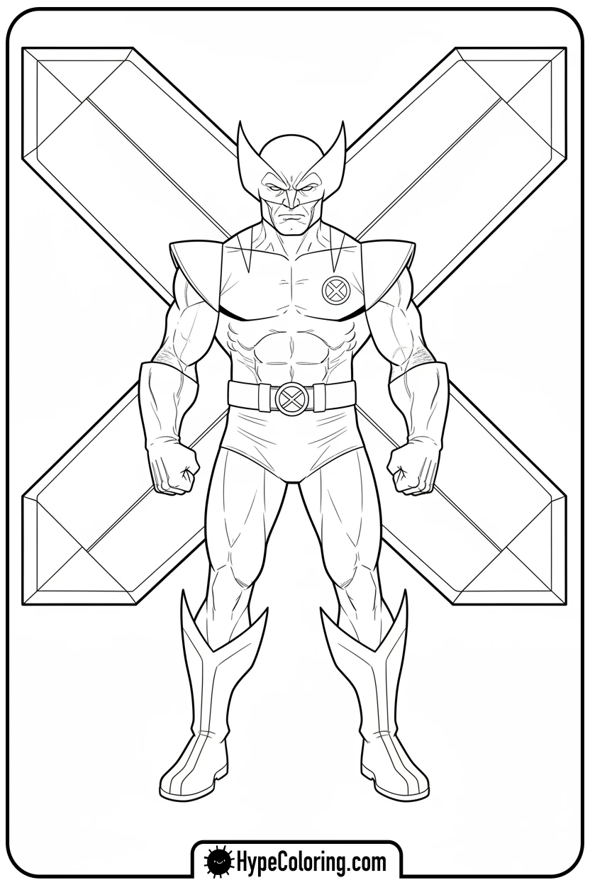 wolverine-with-x-men-logo - wolverine coloring pages