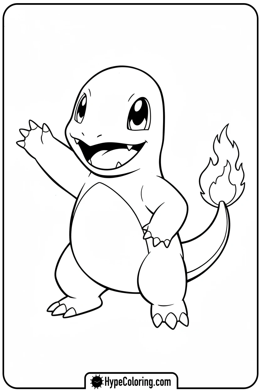 charmander-waving - charmander coloring page