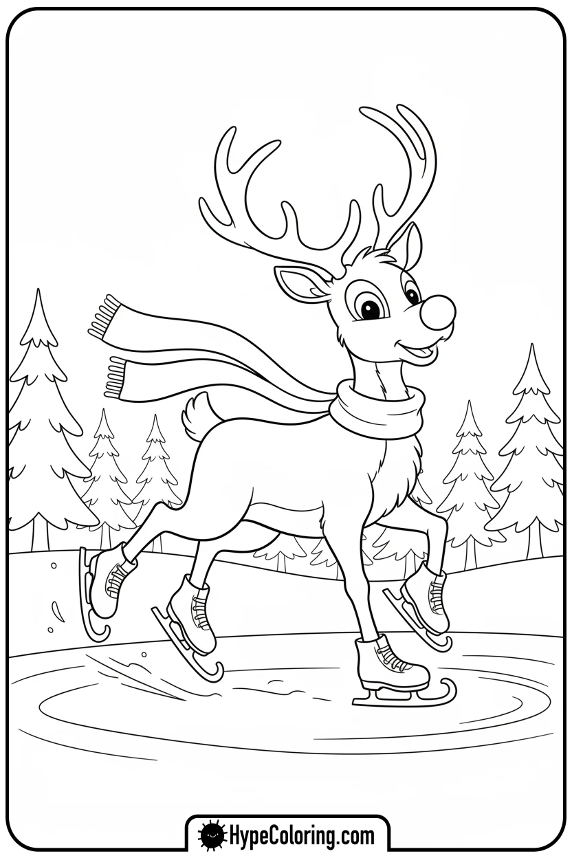rudolph-ice-skating - rudolph coloring pages