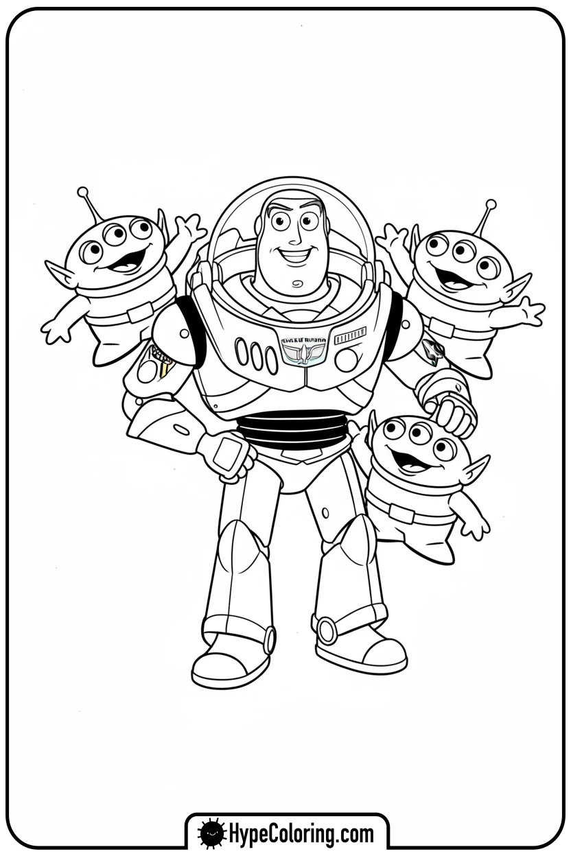buzz-with-little-green-men - toy story buzz coloring pages
