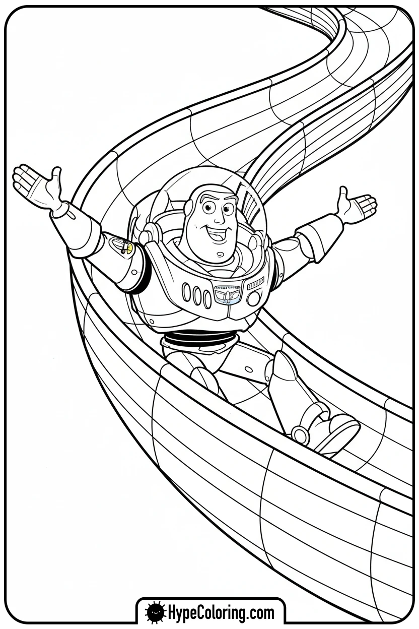 buzz-sliding-down-rainbow - toy story buzz coloring pages