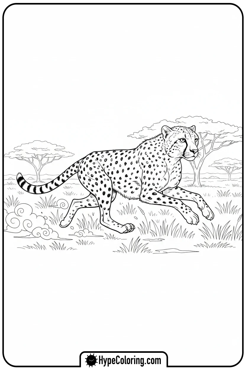 cheetah-running-at-full-speed - cheetah coloring page