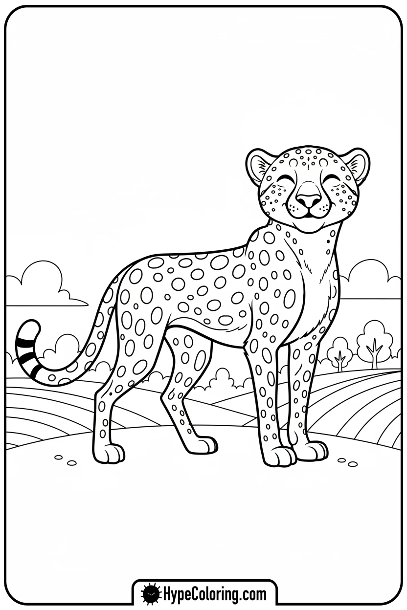 cheetah-swishing-tail - cheetah coloring page