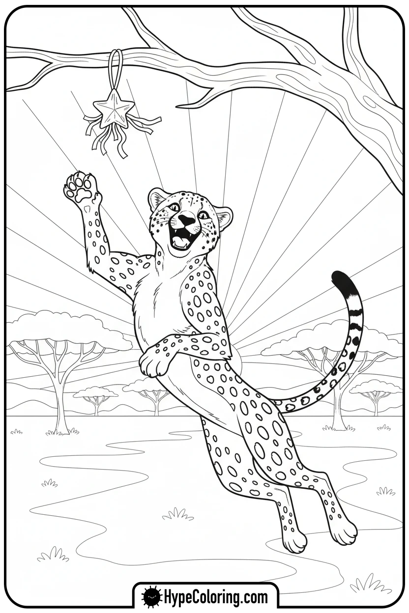 cheetah-jumping-for-toy - cheetah coloring page