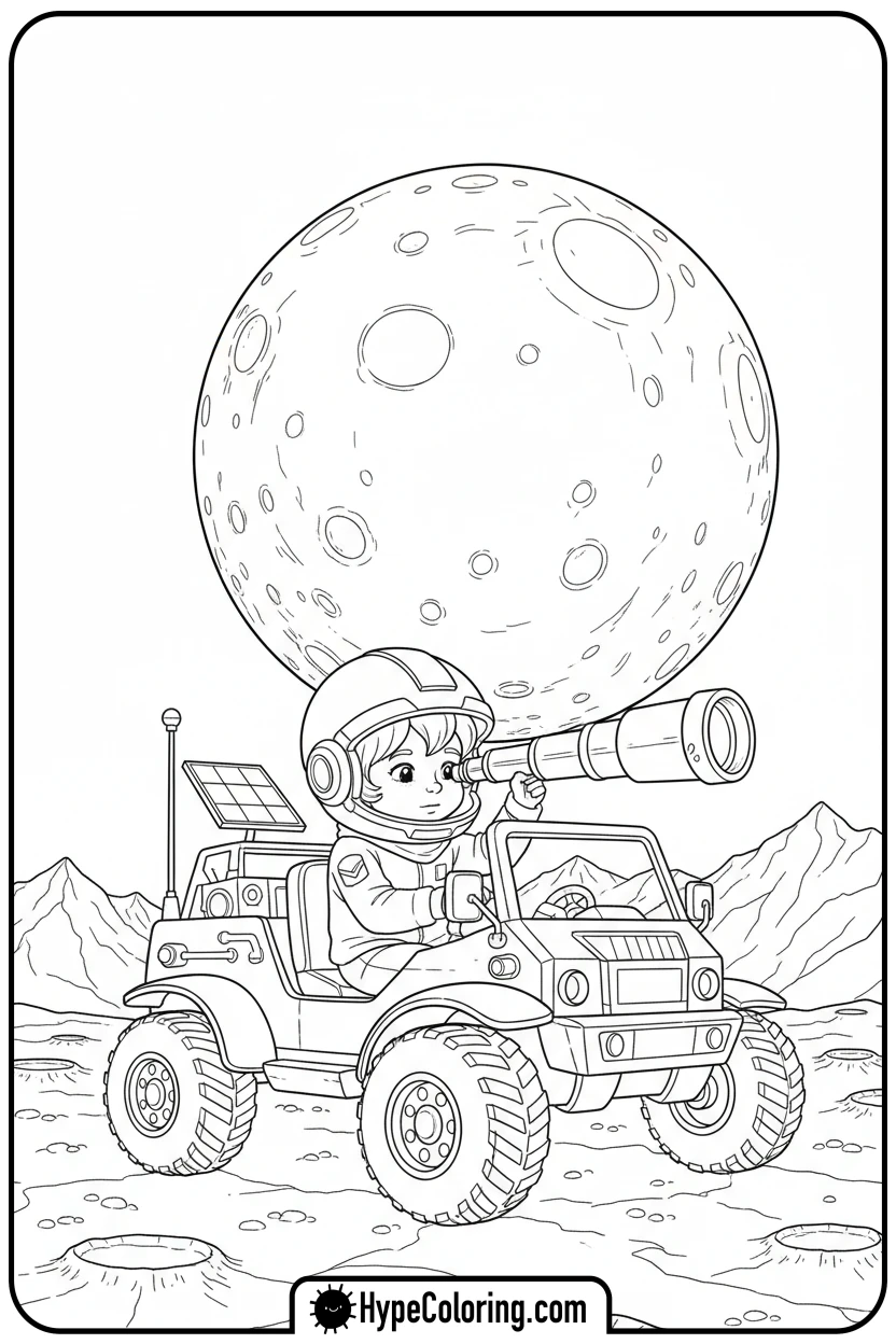 child-looking-through-telescope - coloring pages of people