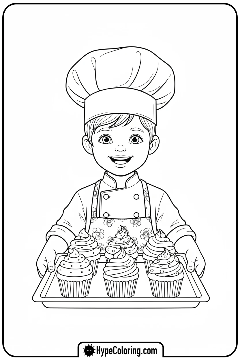 child-with-cupcakes - coloring pages of people