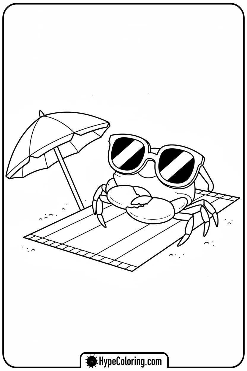 crab-lounging-with-sunglasses - crab coloring pages