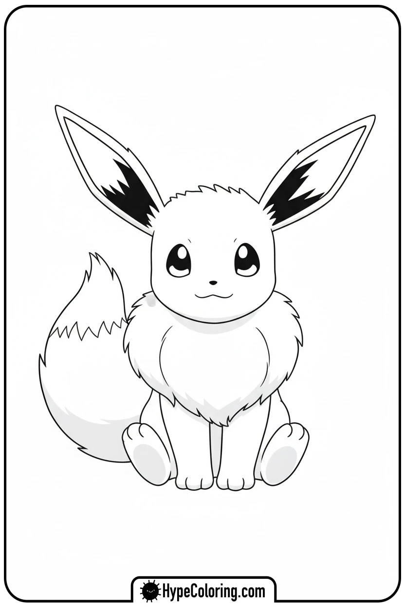 eevee-sitting-cutely - eevee coloring page