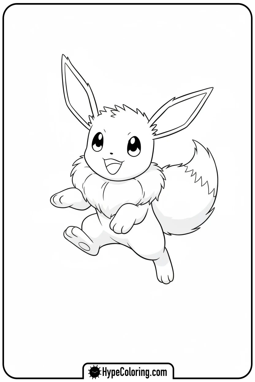 eevee-jumping-playfully - eevee coloring page