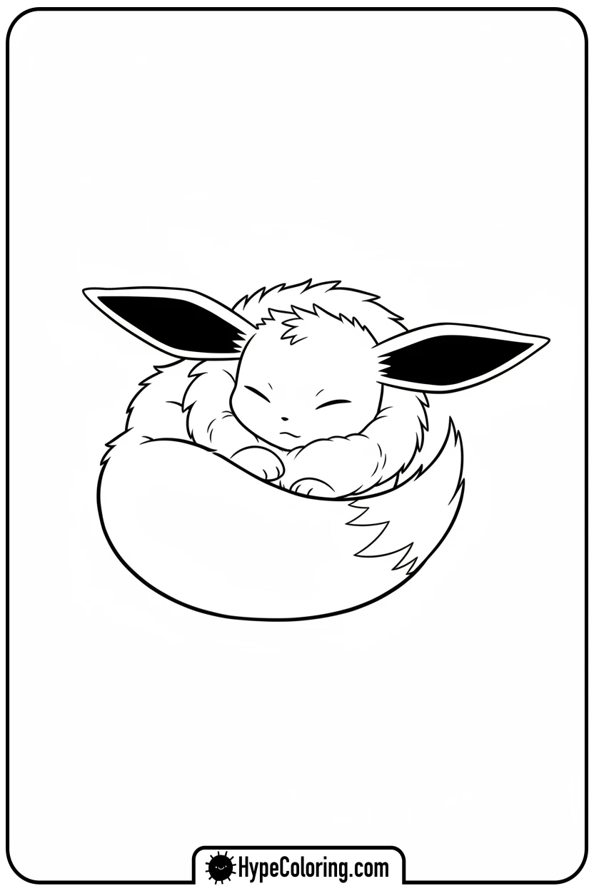 eevee-sleeping-soundly - eevee coloring page
