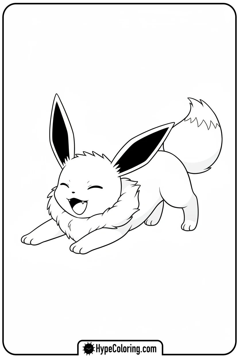 eevee-stretching-and-yawning - eevee coloring page