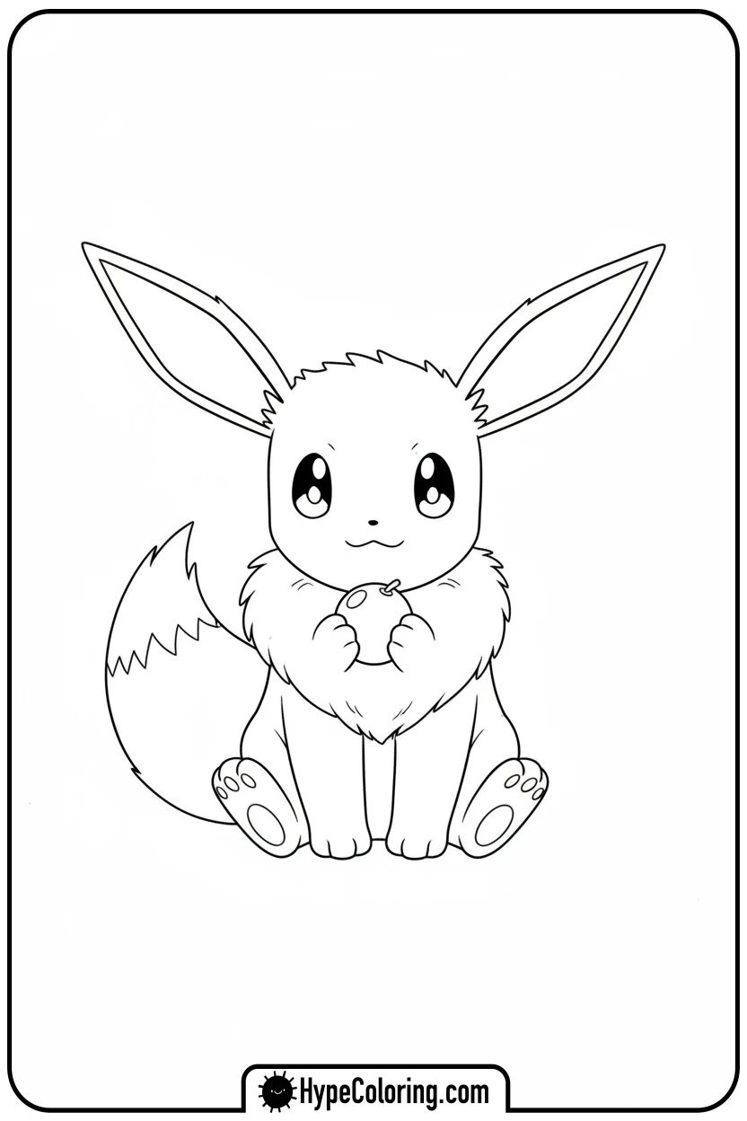 eevee-holding-a-berry - eevee coloring page