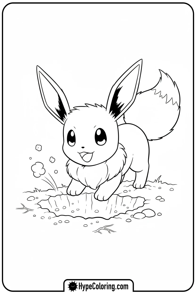 eevee-digging-a-hole - eevee coloring page