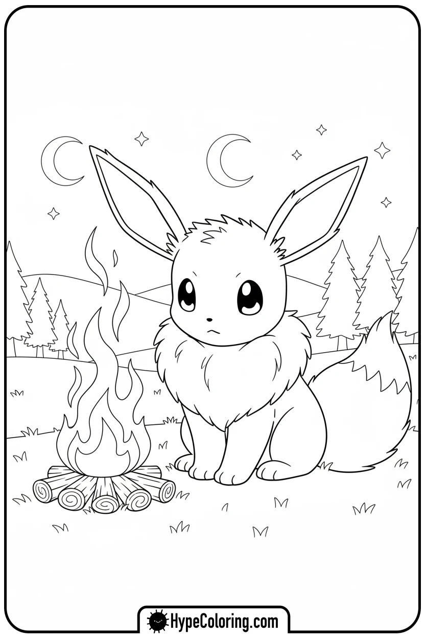 eevee-by-campfire - eevee coloring page