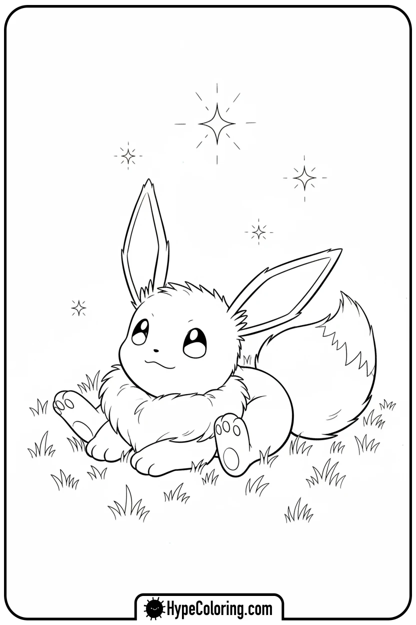 eevee-stargazing - eevee coloring page
