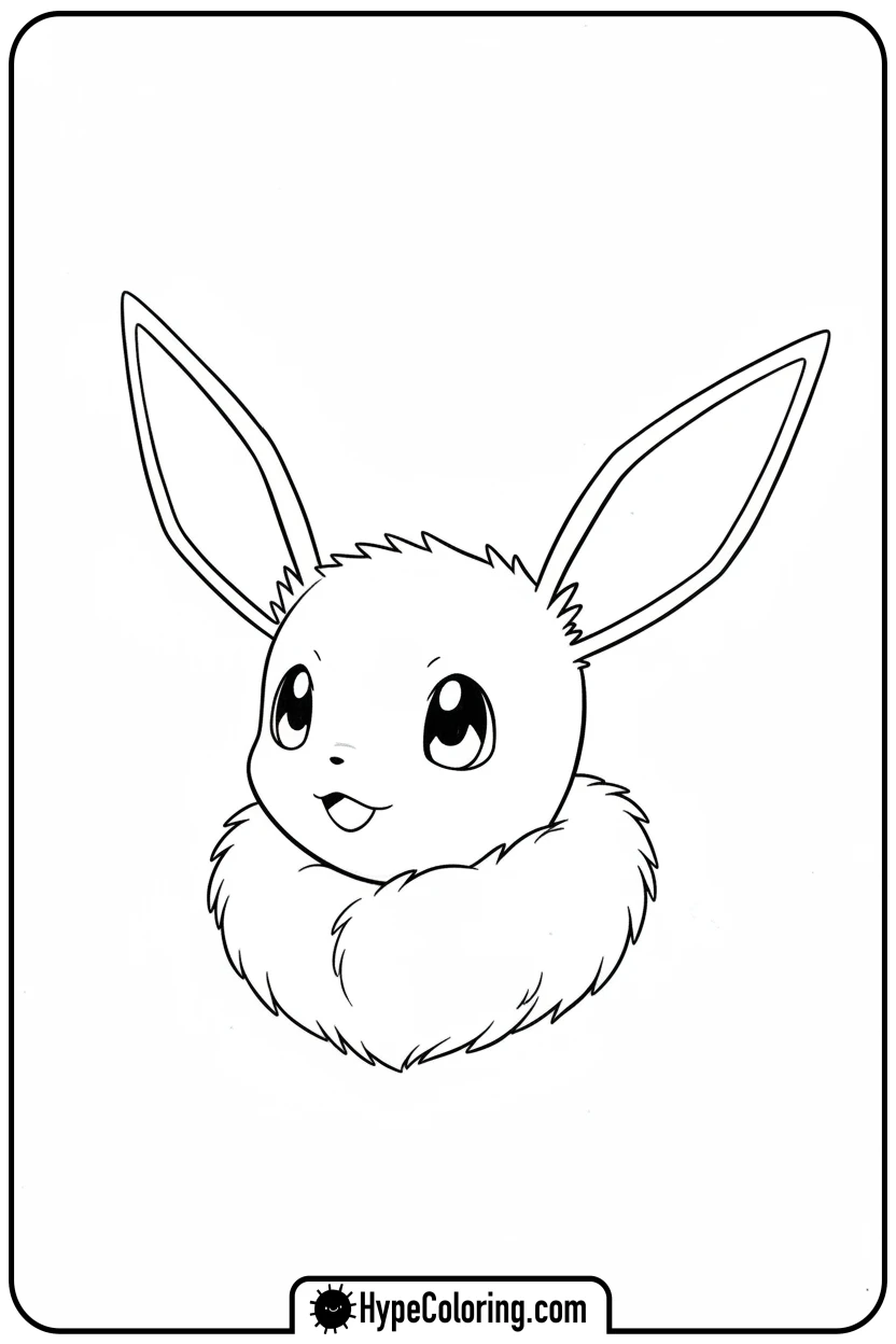eevee-head-tilted-in-wonder - eevee coloring page