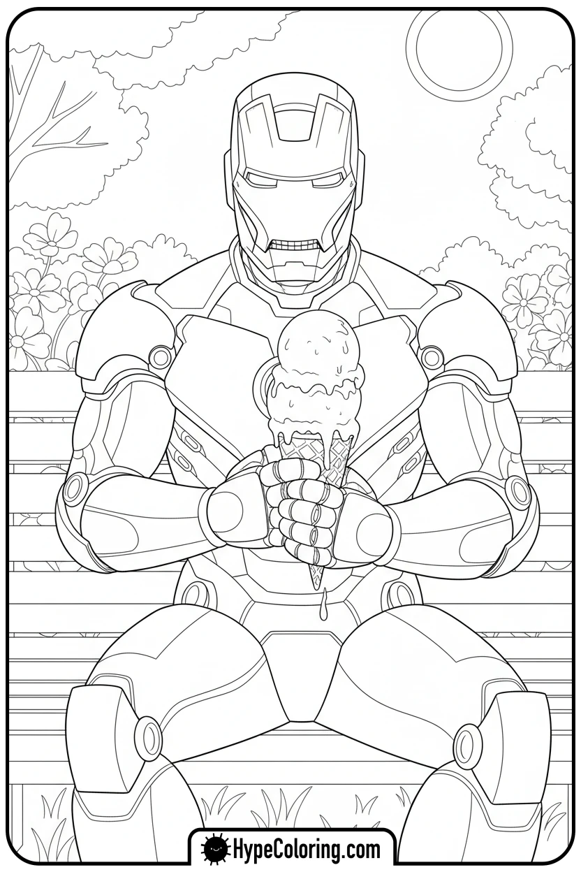 Click to download PDF iron-man-eating-ice-cream - iron man coloring book pages