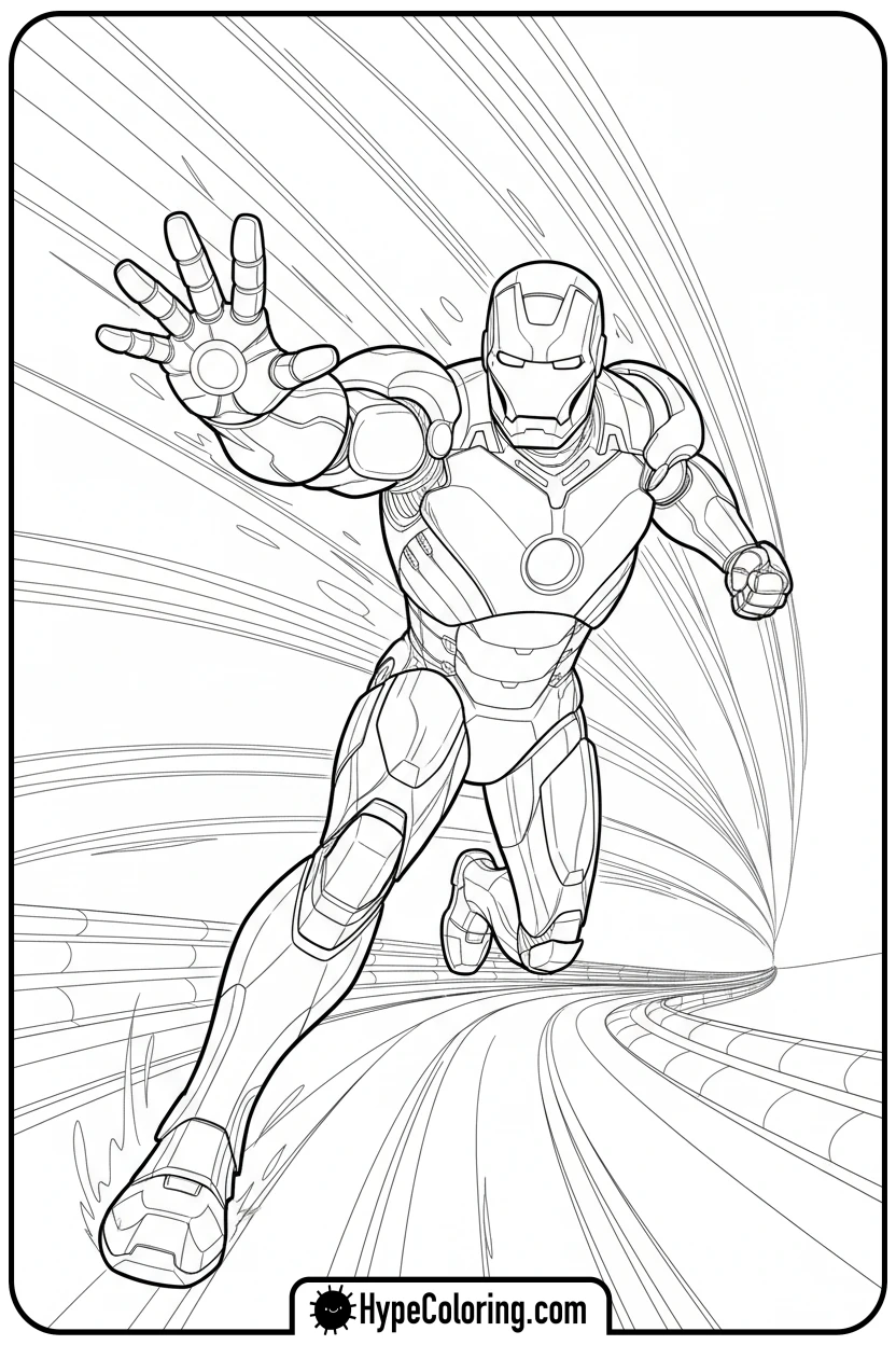 Click to download PDF iron-man-running-fast - iron man coloring book pages